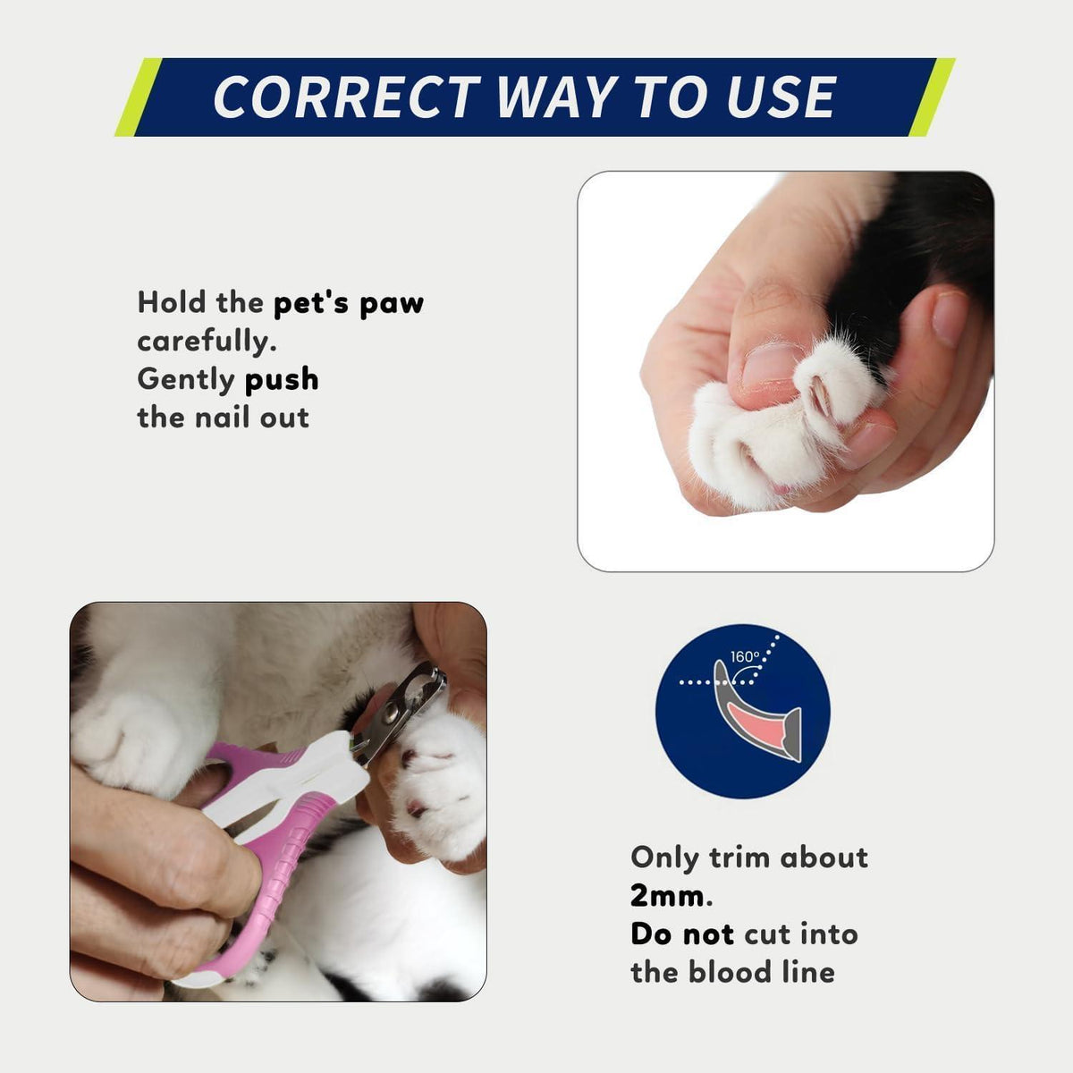 Haustier-Nagelschere mit gebogener Spitze für Katzen & kleine Hunde