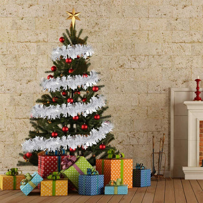 Silberne Lametta-Girlande 90cm – Weihnachtsdeko für Zuhause