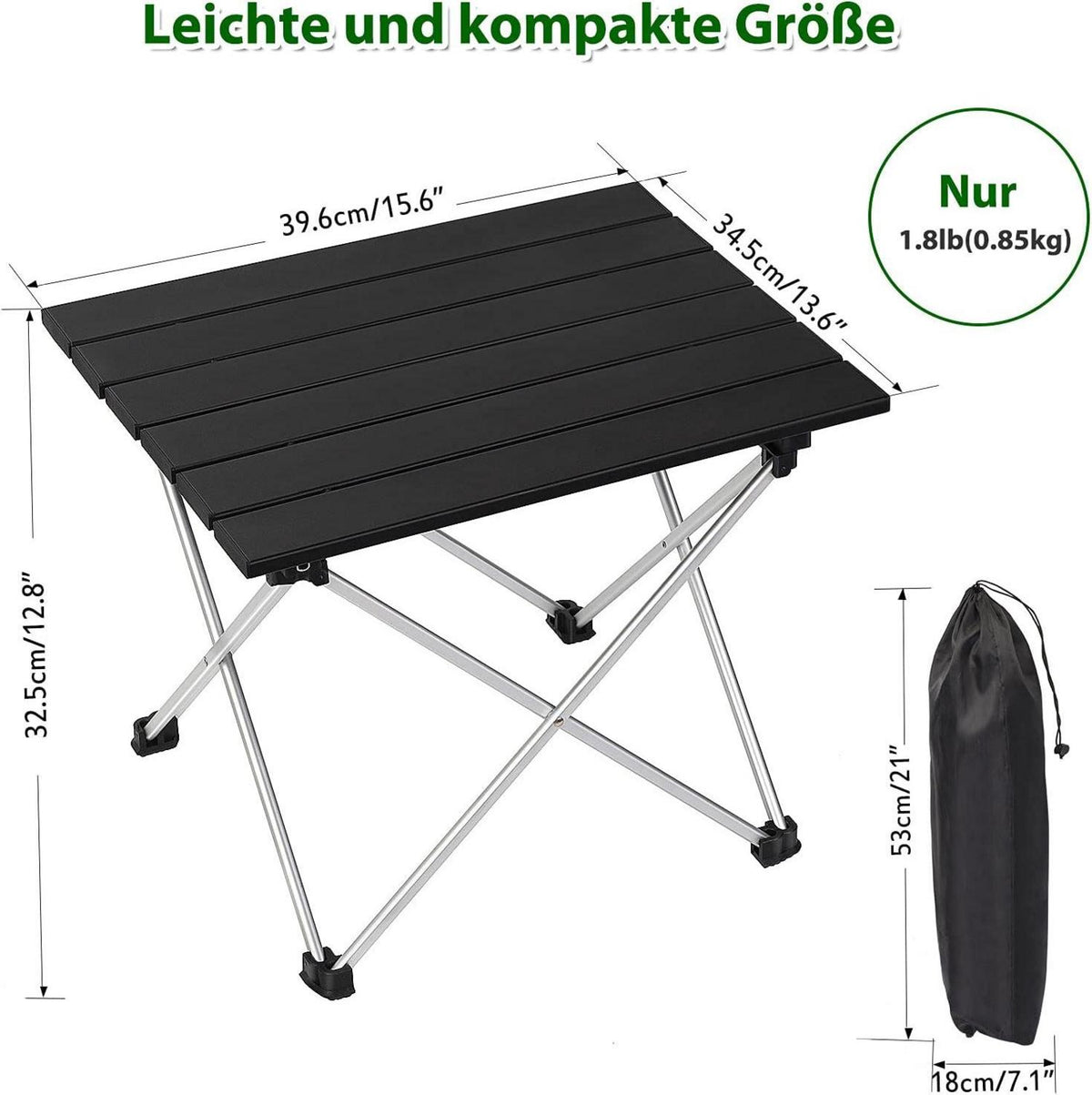 Tragbarer Campingtisch Aluminium Picknicktisch Outdoor inkl. Tasche