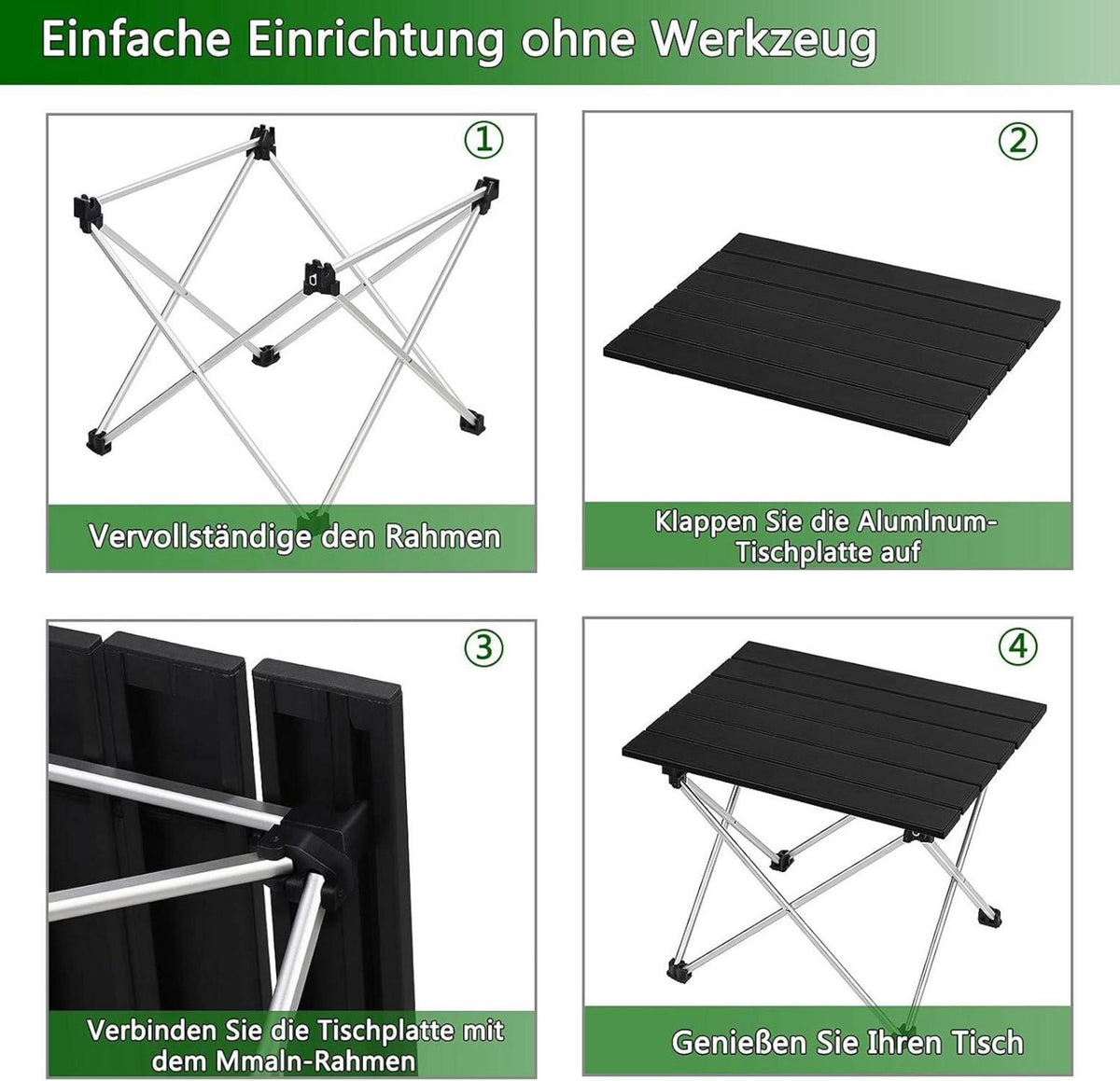 Tragbarer Campingtisch Aluminium Klapptisch Outdoor Picknick Compact Carry Bag