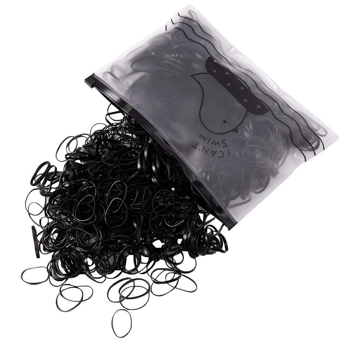 1000 Mini Schwarze Haargummis Elastische Bänder Set