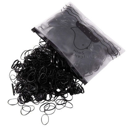 1000 Mini Schwarze Haargummis Elastische Bänder Set