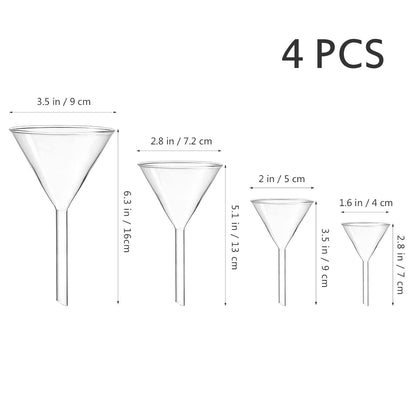 Glastrichter Labor Glas Transparent Kurzstiel 4er Set Chemie