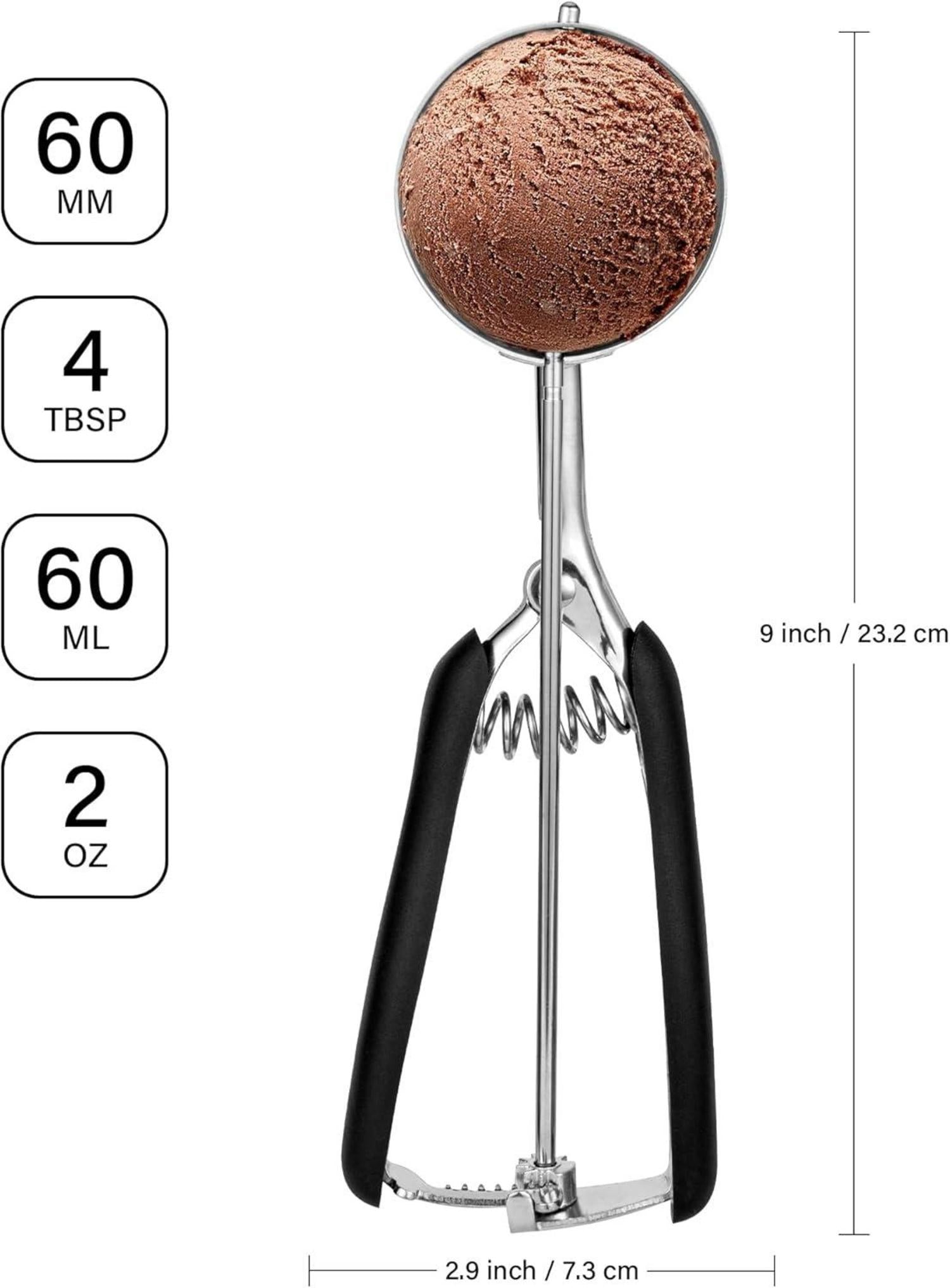 Eisportionierer Edelstahl mit Auslöser 60ml, Griff 23cm