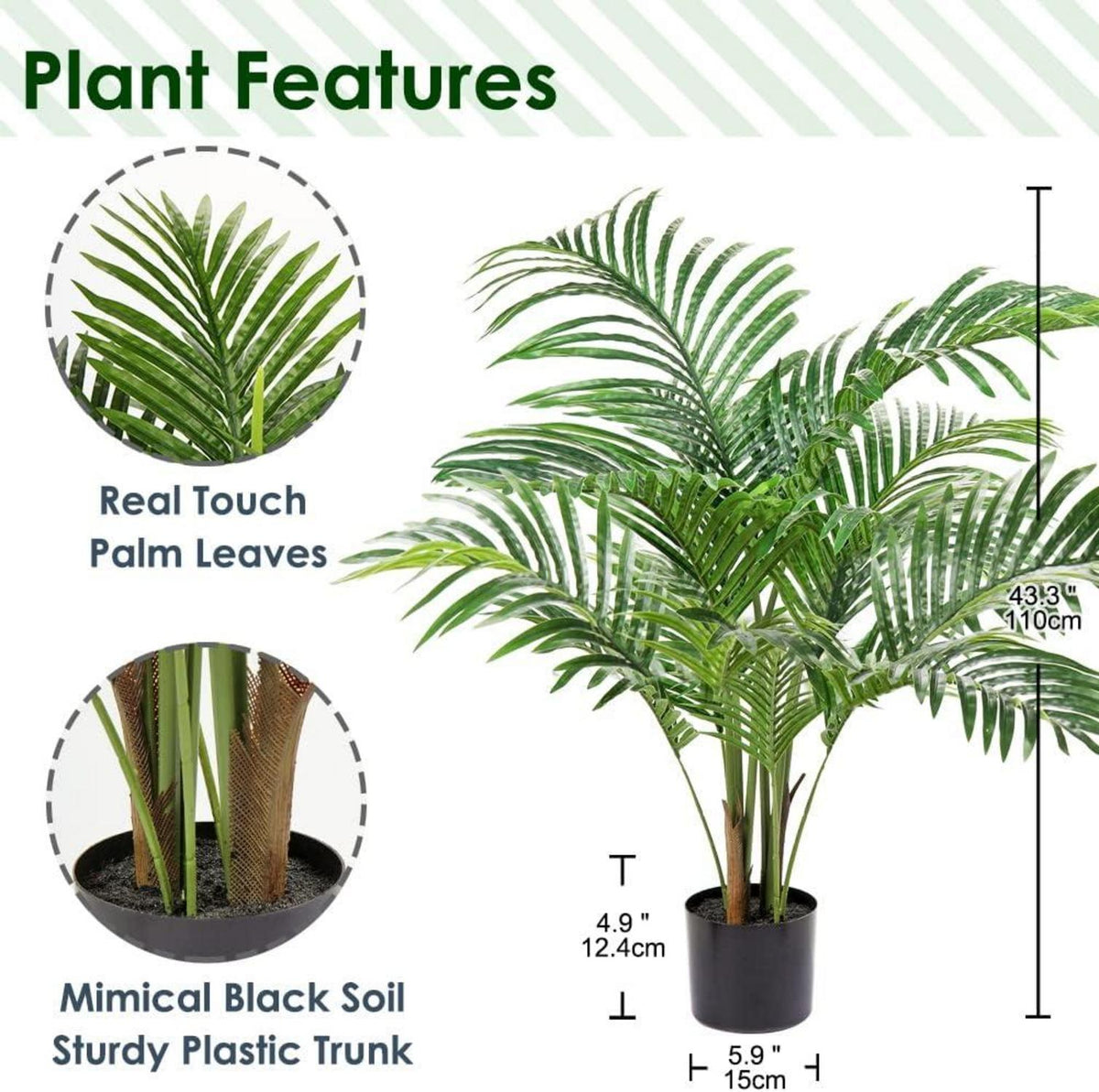 Künstliche Palme Kunstpflanze 110cm groß, Aesthetic Deko