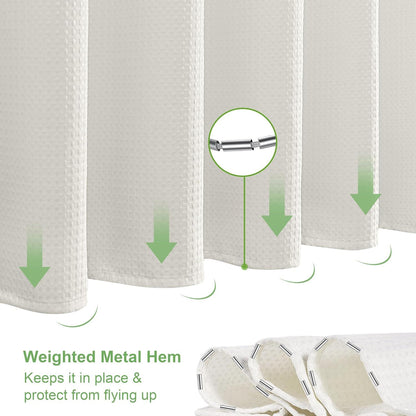 Waffel Duschvorhang Metall Badewanne Vorhang Textil-Stoff 182x214cm Creme