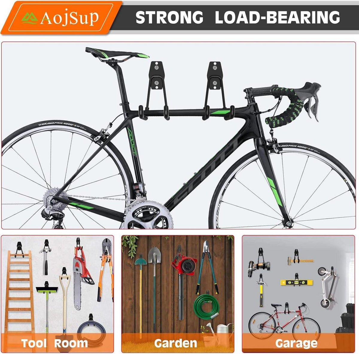 12er Set Wandhaken Garage Schwerlast Doppelhaken Storage Hooks Schwarz