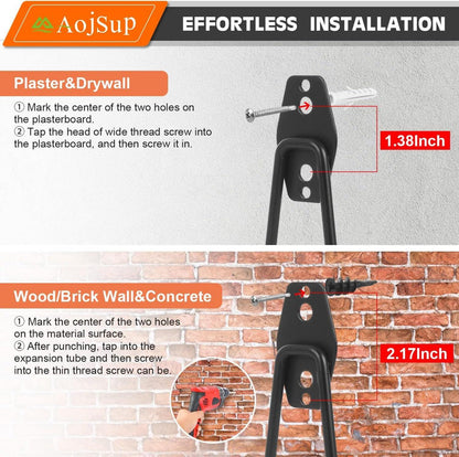 AojSup 12 Stück Wandhaken Garage Schwerlast Doppelhaken Storage Hooks 12 Stück Schwarz