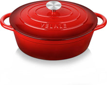 Velaze Gusseisen Oval Bräter 30cm Deckel Emailliert 5L