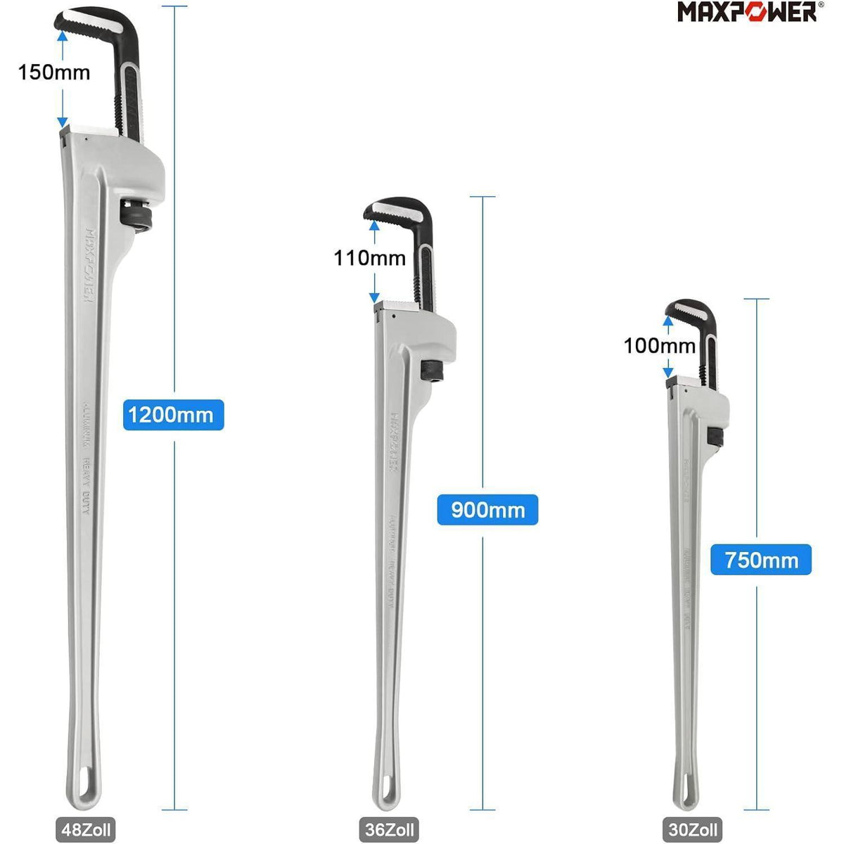 Rohrzange 750mm Aluminium Leicht & Robust für Sanitär & Heizung