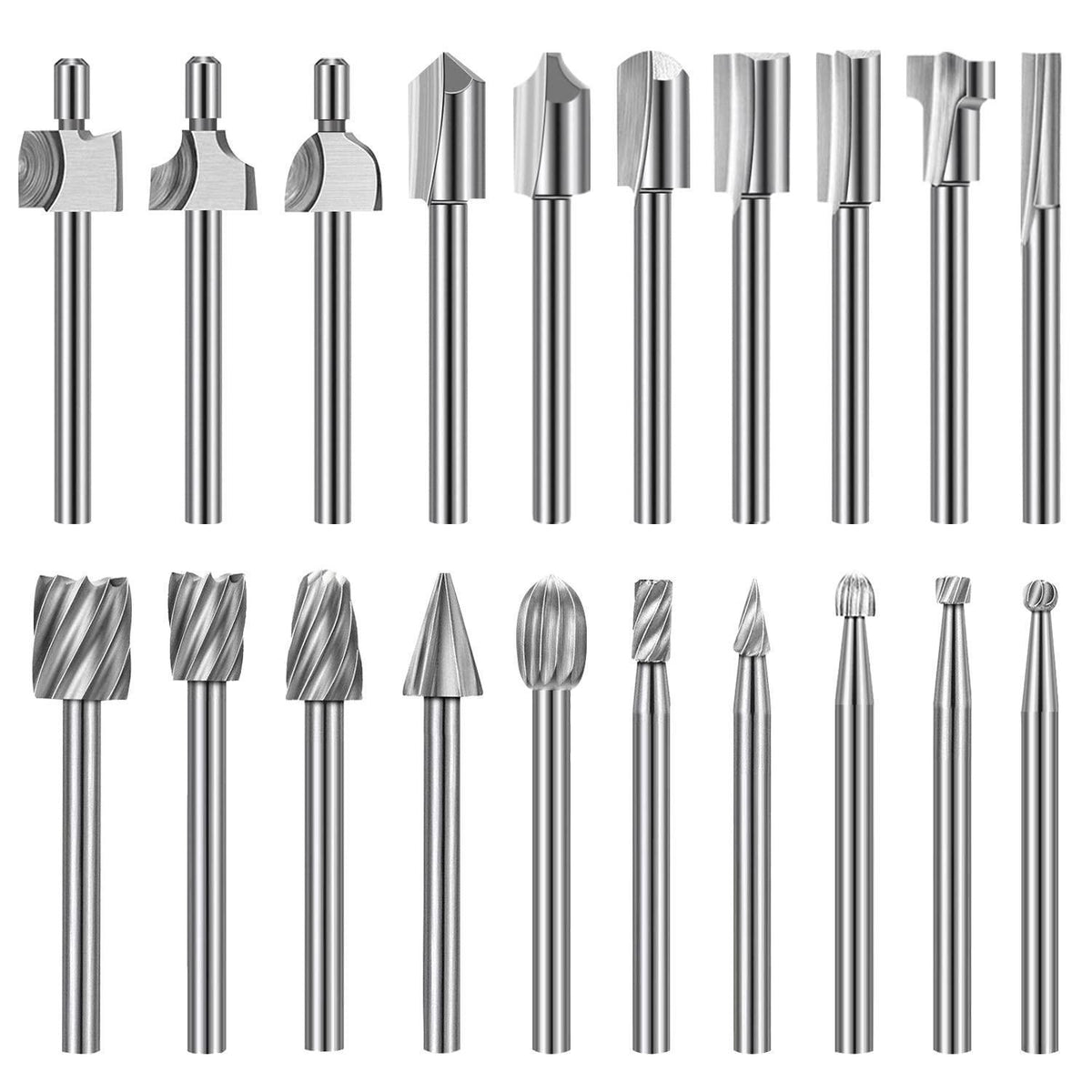 20tlg. HSS Fräser Set mit 3mm Schaft für Holzbearbeitung
