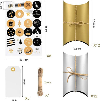 Adventskalender zum Befüllen 24 Geschenkbox Zahlenaufkleber