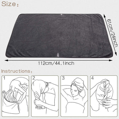 Schnelltrocknendes Mikrofaser Haartuch super saugfähig 61cm x 112cm
