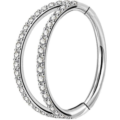Helix Ring mit Zirkonia, 16G Edelstahl Septum Piercing