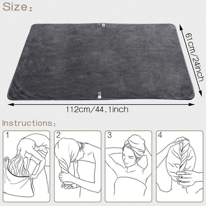 Haartuch Mikrofaser Groß Schnelltrocknend 61x112cm 1er Pack Grau