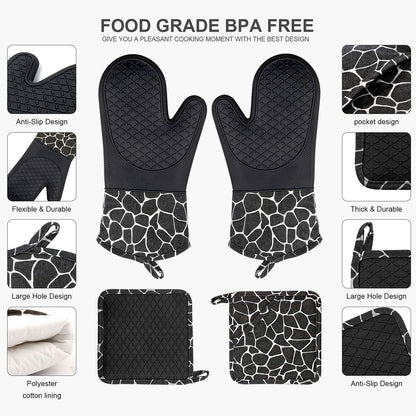 Hitzebeständige Ofenhandschuhe Silikon Baumwolle Topflappen
