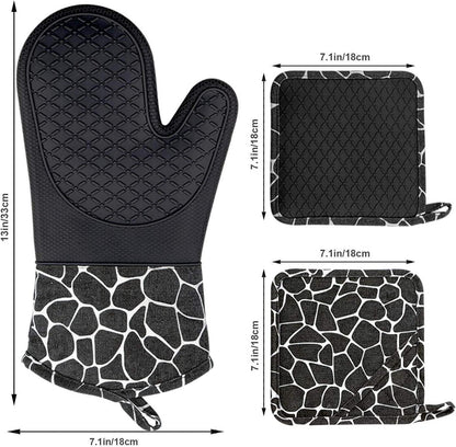 Gesentur Ofenhandschuh Topfhandschuhe Silikon Baumwolle Hitzebeständig 1 Paar 2
