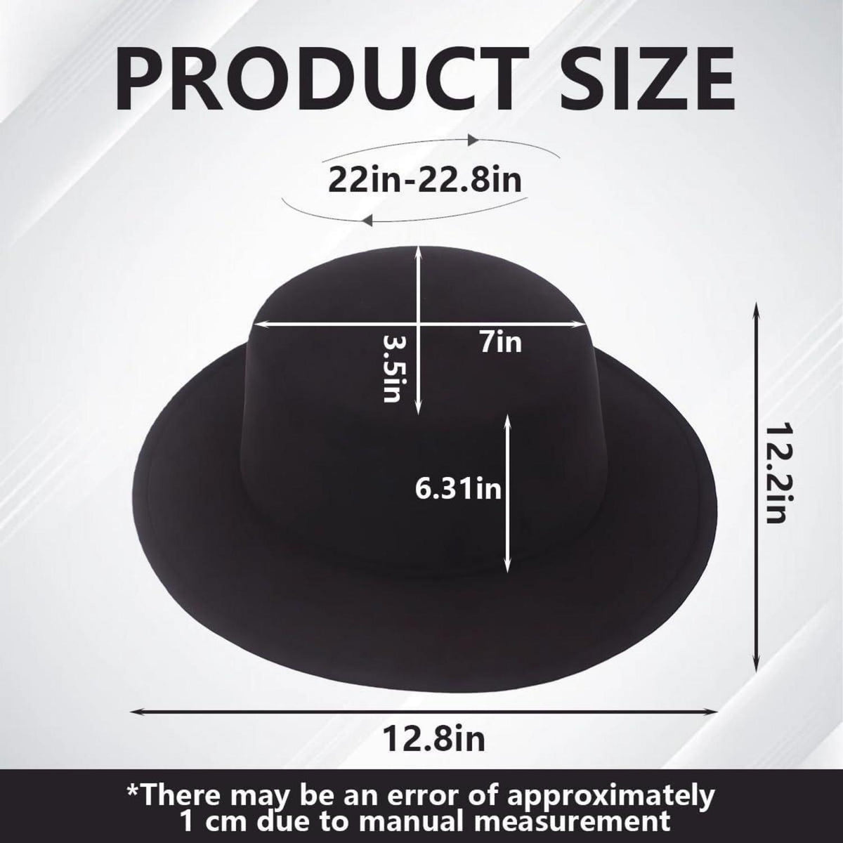 Schwarz Fedora Hut Damen Herren Wollmischung Sonnenschutz
