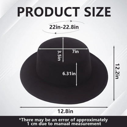 Schwarz Fedora Hut Damen Herren Wollmischung Sonnenschutz