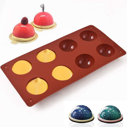 Silikonform Halbkugel 8-Loch – 3er Set für Schokolade & Kuchen