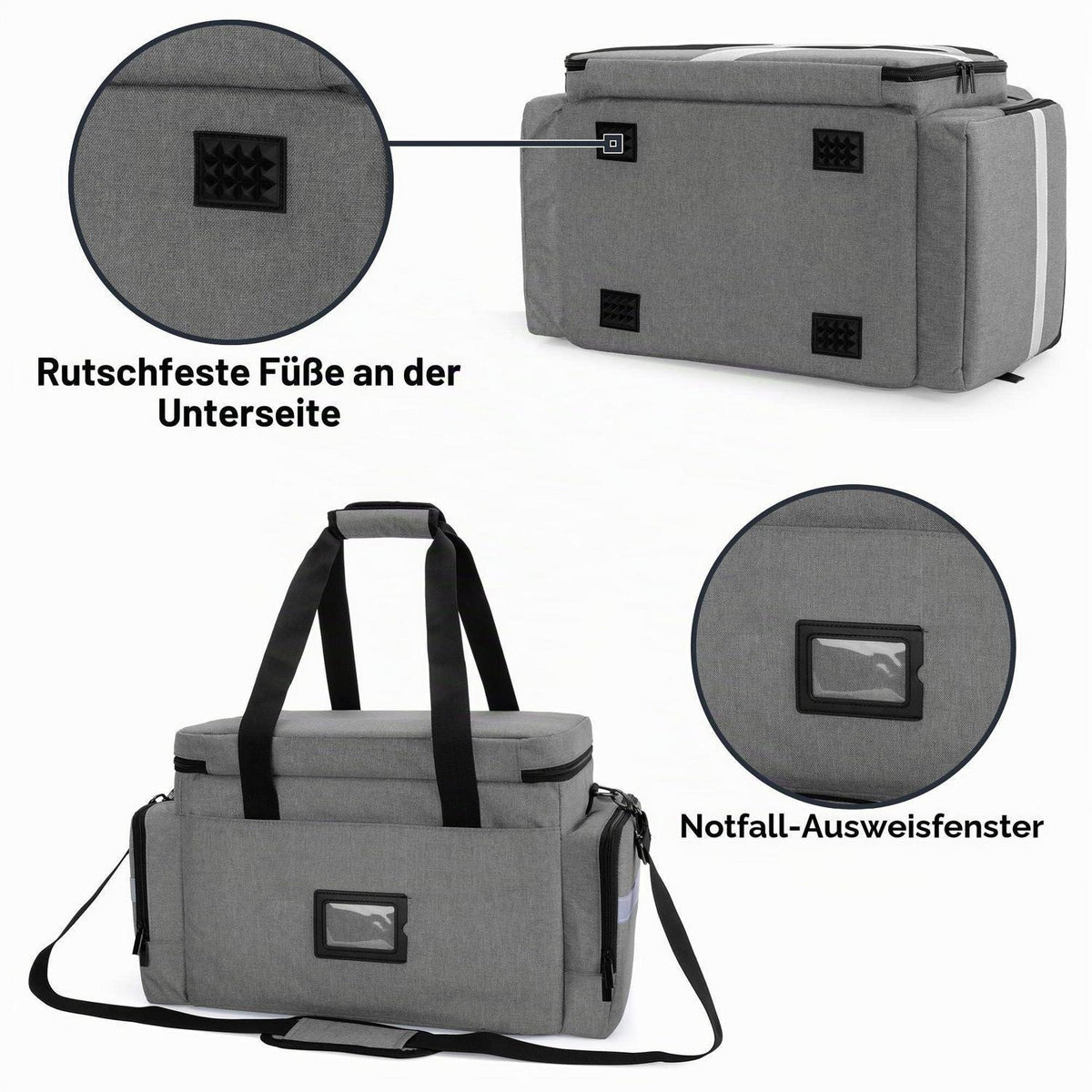 Trunab Notfalltasche Grau mit Trennwänden & Rutschfestem Boden