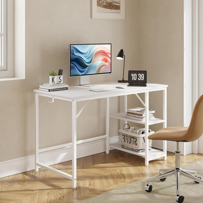 JOISCOPE Schreibtisch 140x60cm Weiß mit Seitenablagen und