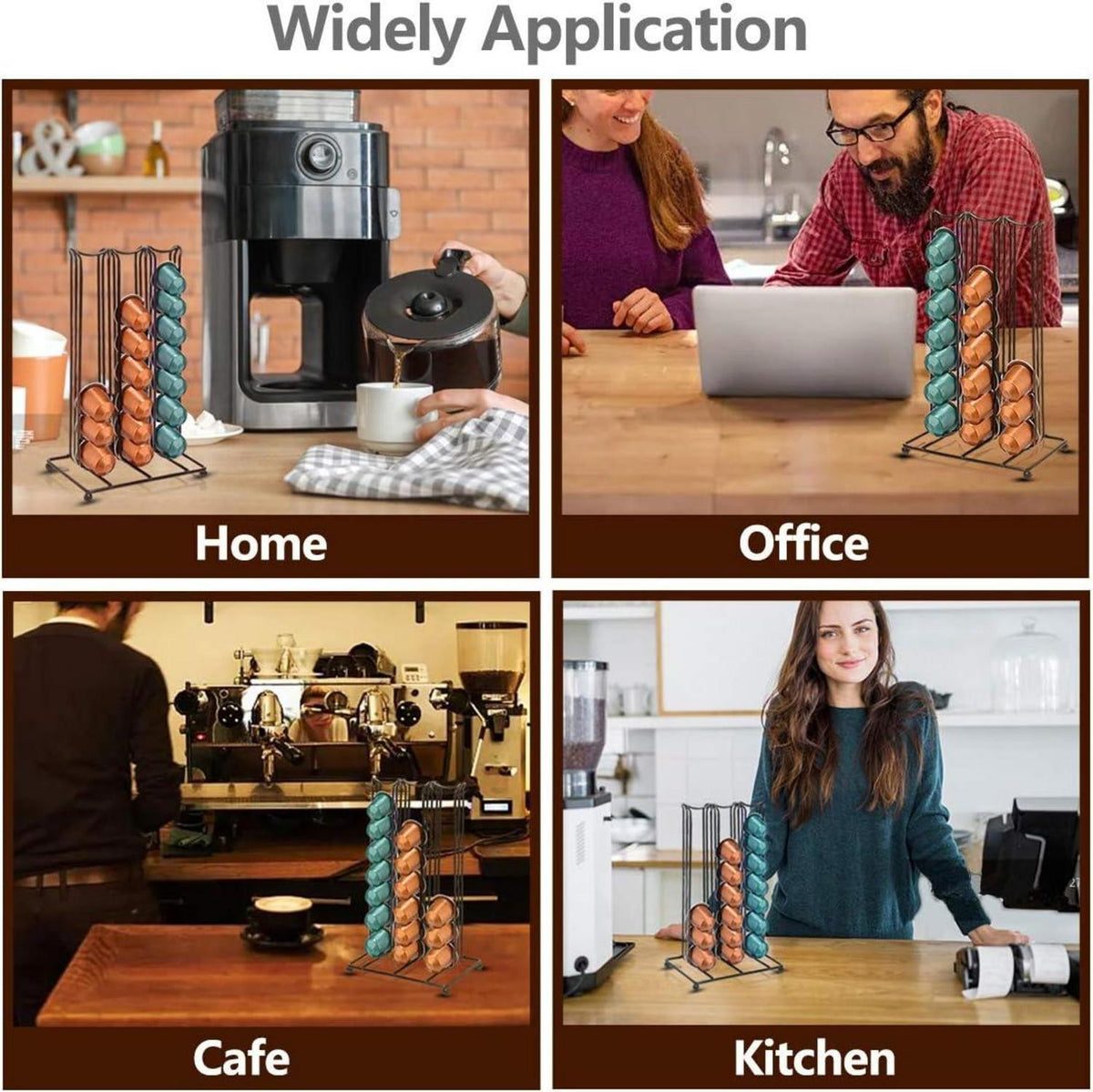 Kaffee Kapselständer Organizer für Nespresso 42 Kapseln Aufbewahrung Schwarz