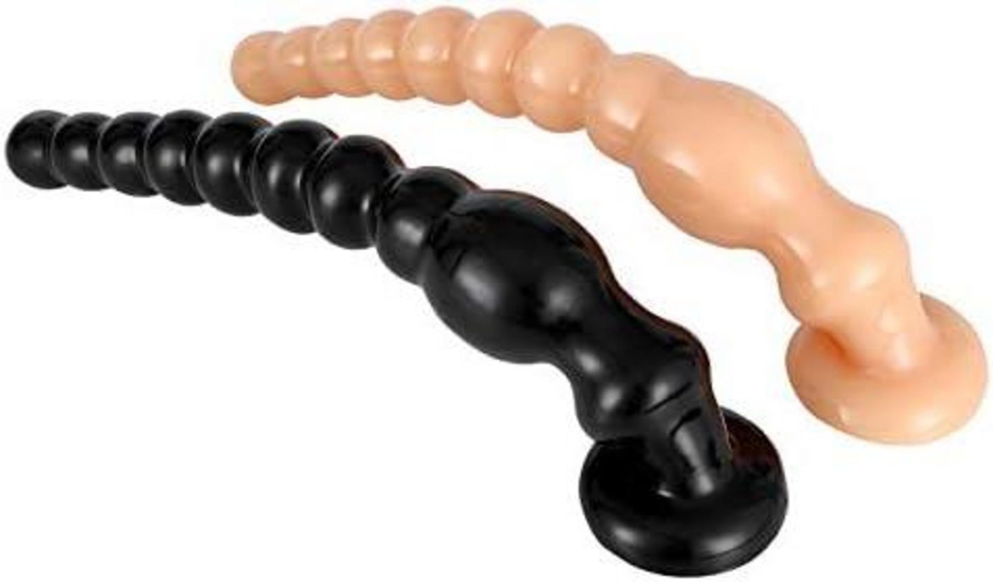 Analdildo mit Saugnapf, Intervall- und Spiralperlen, 26 cm Schwarz