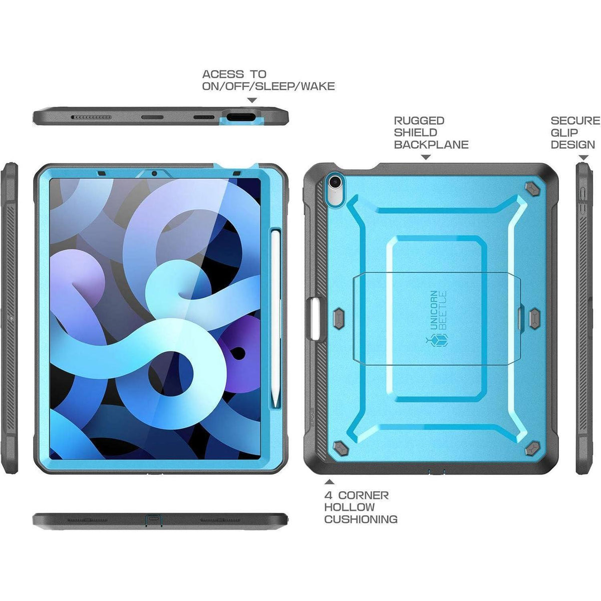 Robuste Hülle mit Ständer für 10,9 Zoll iPad Air, Blau