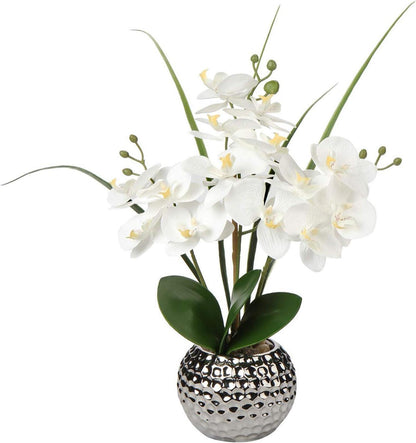 Kunstblume Orchidee Künstlich Phalaenopsis Weiß Deko Blumen 49 cm