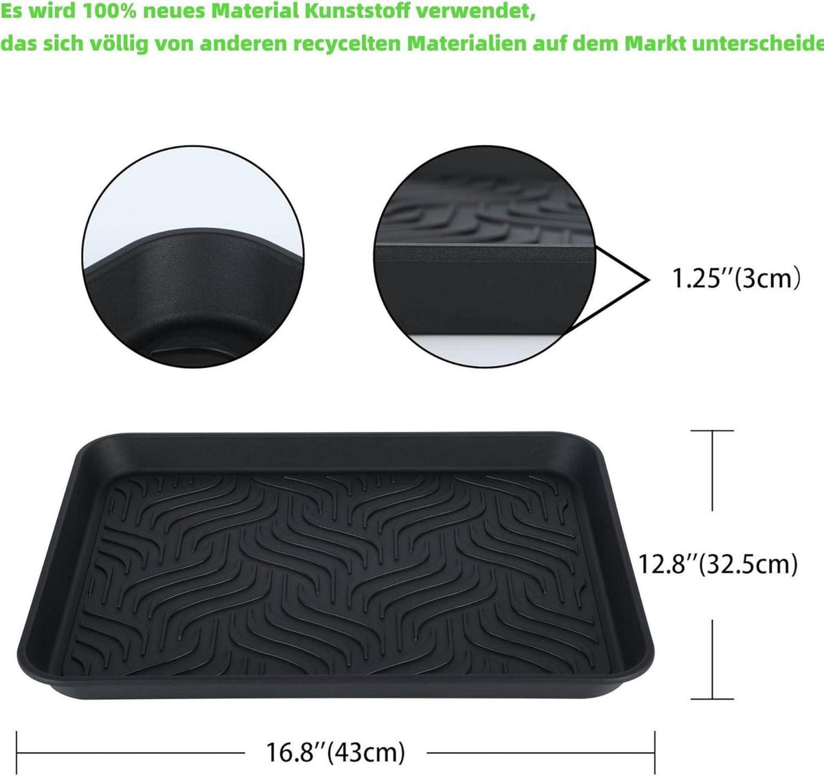 Schuhabtropfschale 2er Set Kunststoff schwarz 43x33cm