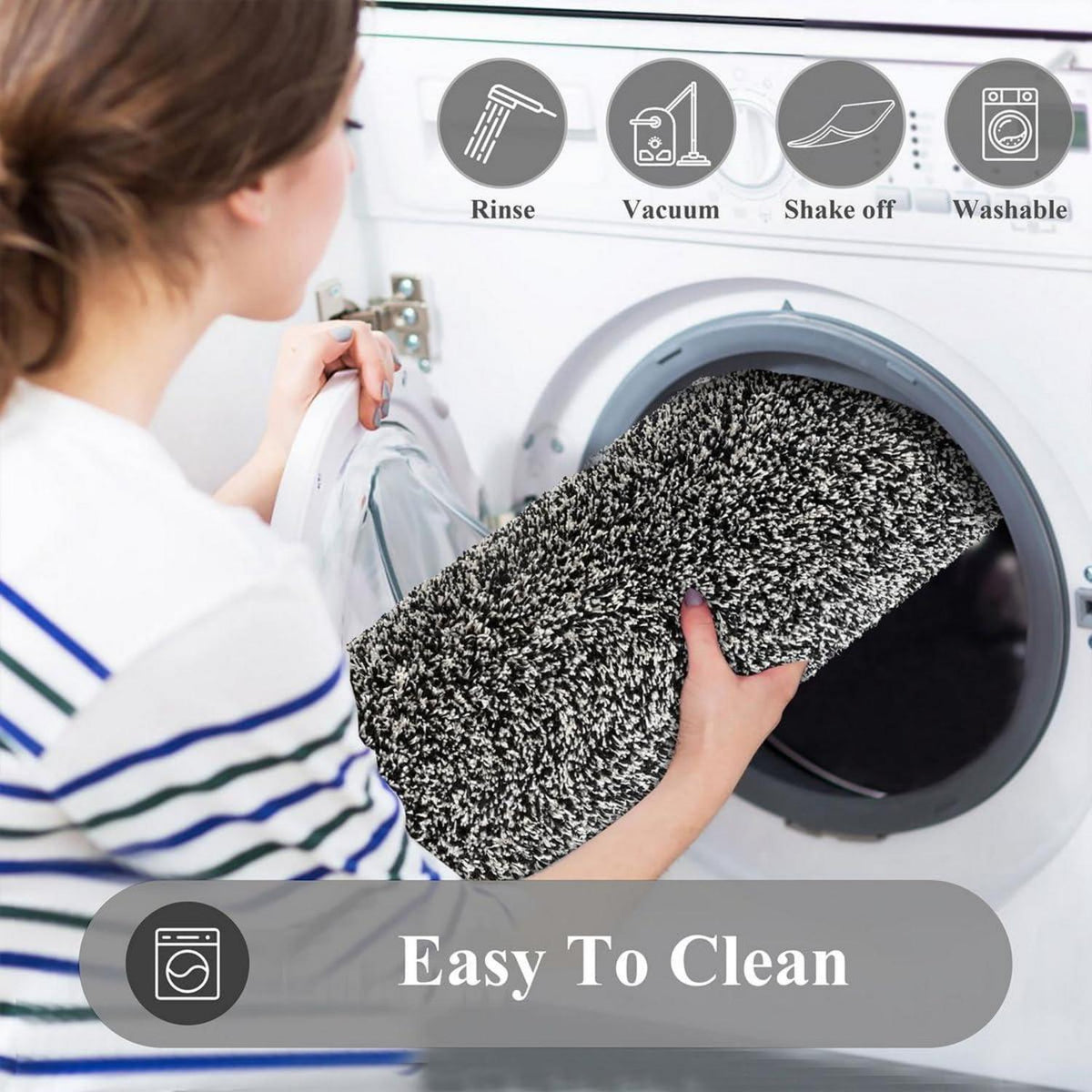 Schwarze Eingangstürmatte 45x70cm waschbarer Teppich für Innen und Außen