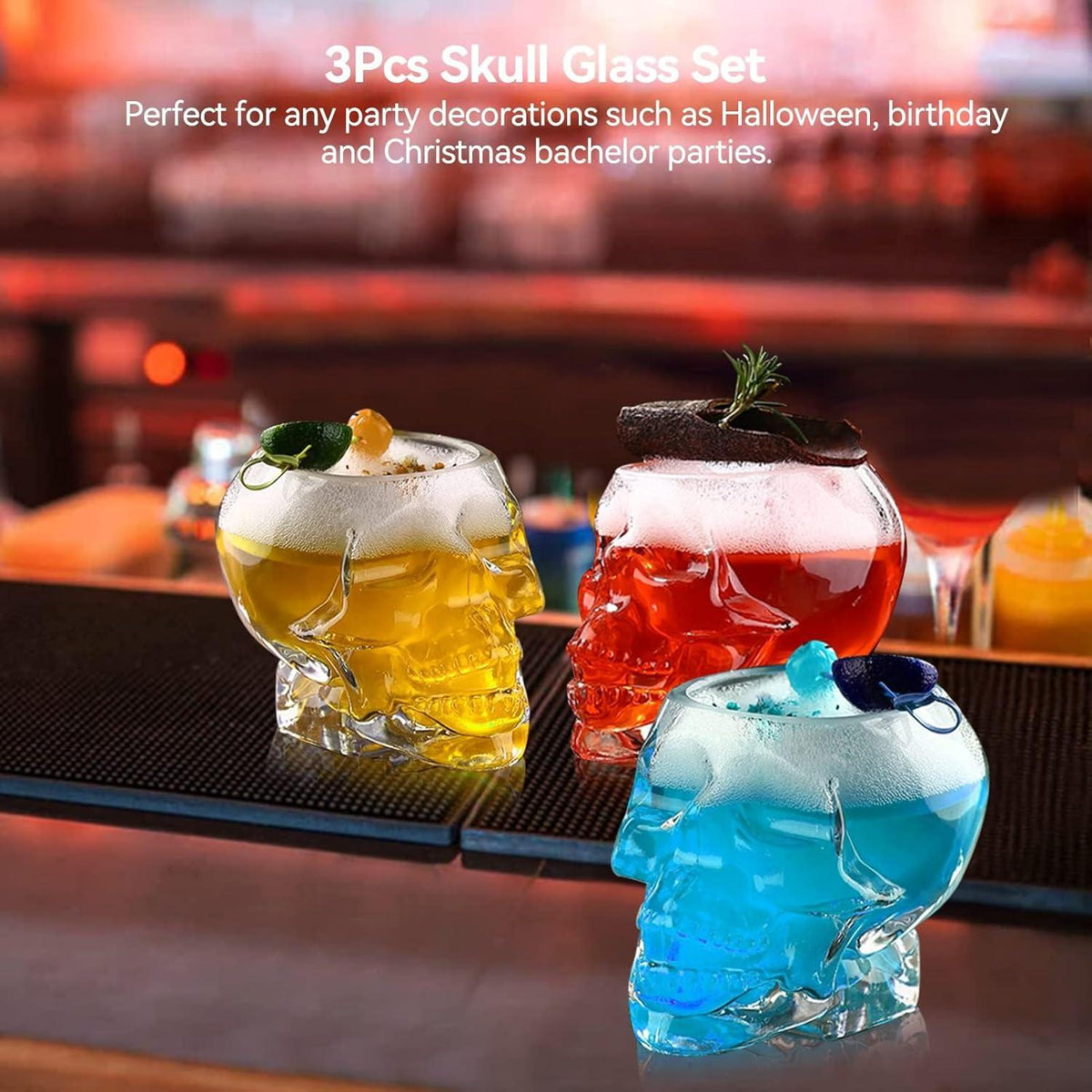 Skull Shot Glasses Set Totenkopfdesign 3er Schnapsgläser 75ml