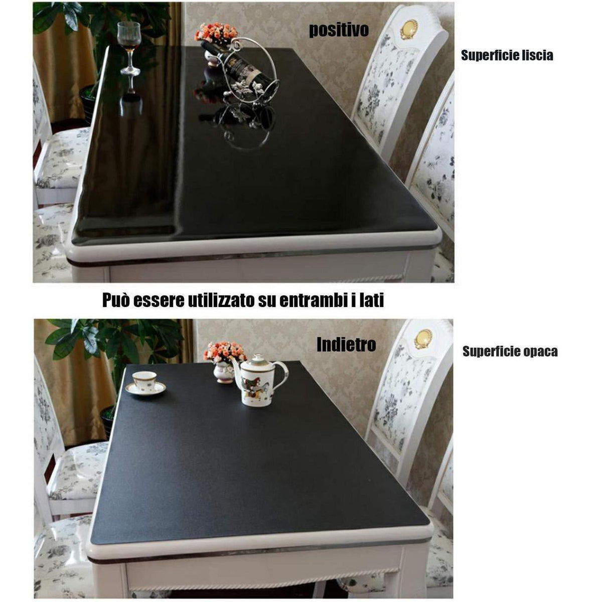 PVC Tischdecke wasserdicht 90x200cm Schwarz
