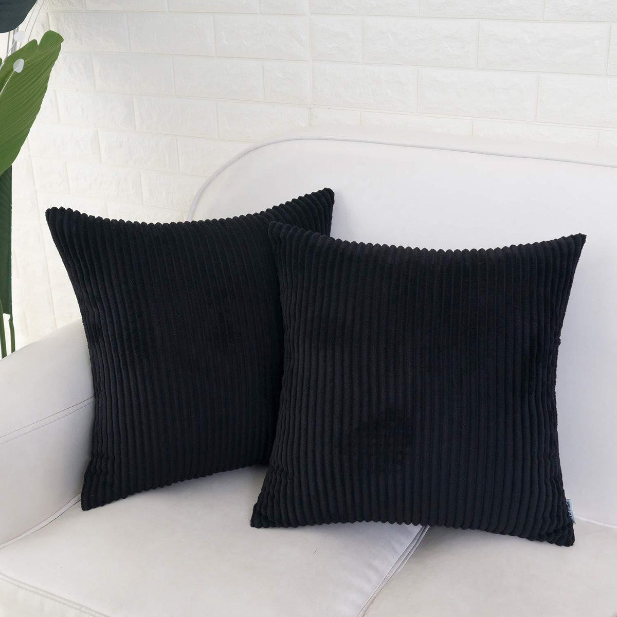 Cord Kissenbezug Schwarz 40x40 cm - 2er Set
