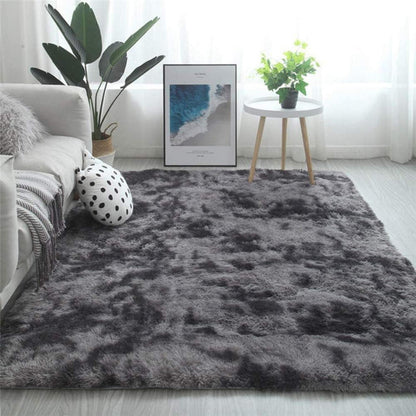 Weicher Shaggy Teppich, rutschfest, flauschig, Schwarz Grau 80x120 cm