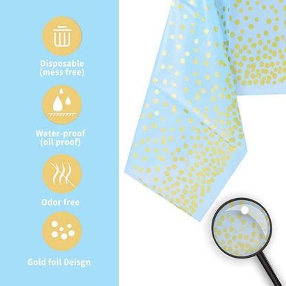 Blau Gold Party Tischdecke für Rechteck Tisch Baby Shower 273cm