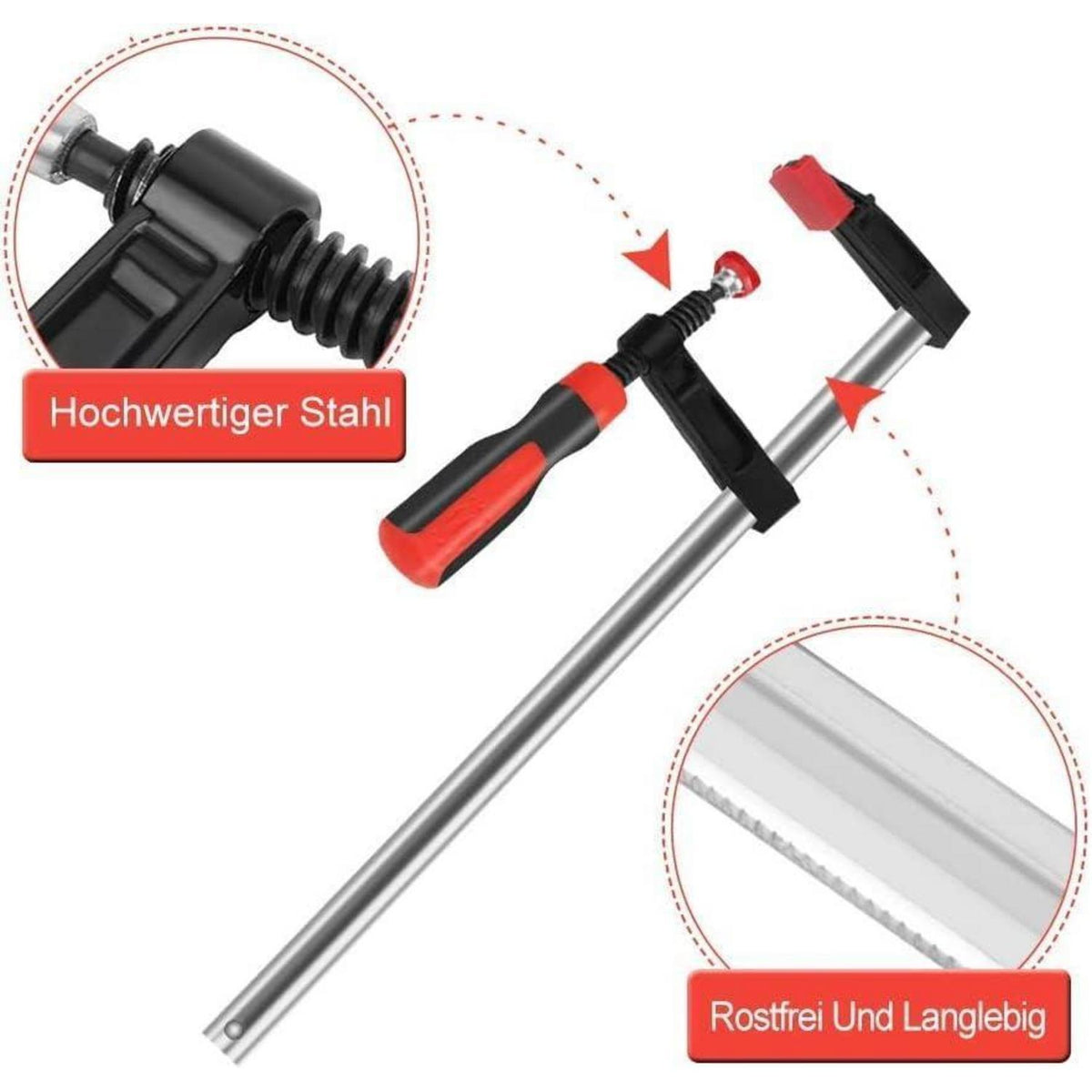 4er Set F-Schraubzwingen 80x600mm – Holzbearbeitung & DIY