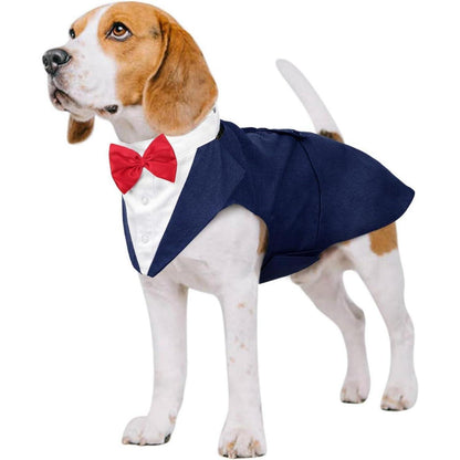 Kuoser Hund Smoking Anzug Bandana Set Blau S-XXL