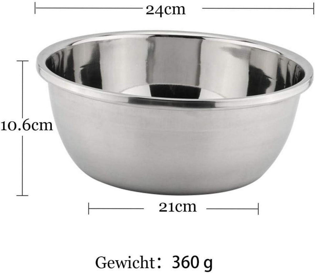 Edelstahl Rührschüssel Futternapf Salatschüssel 24CM