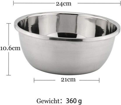 Edelstahl Rührschüssel Futternapf Salatschüssel 24CM