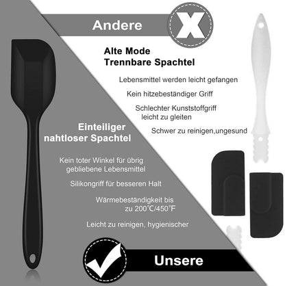 Homikit Silikon Spatel Set 7-teilig Schwarz Hitzebeständig und Flexibel