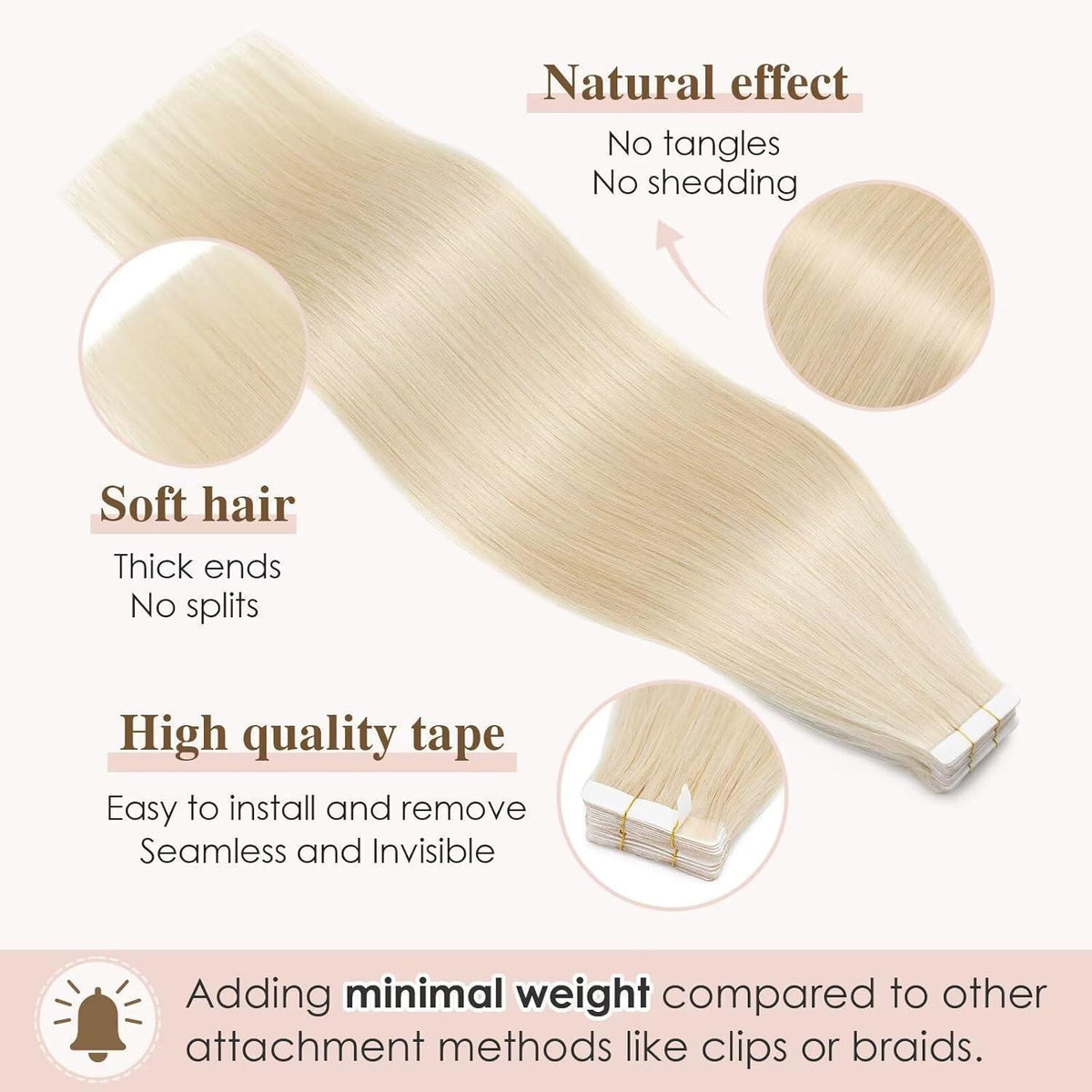 Blond Tape Extensions Echthaar 40cm - 100g Remy Haarverlängerung