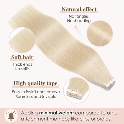 Blond Tape Extensions Echthaar 40cm - 100g Remy Haarverlängerung