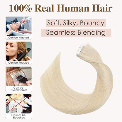 Blond Tape Extensions Echthaar 40cm - 100g Remy Haarverlängerung