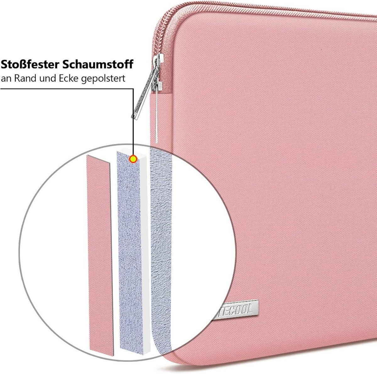 TECOOL Laptoptasche 15,6 Zoll Schutzhülle Sleeve Case für HP Dell Lenovo ASUS Acer Laptops - Rosa