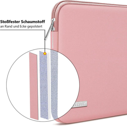 TECOOL Laptoptasche 15,6 Zoll Schutzhülle Sleeve Case für HP Dell Lenovo ASUS Acer Laptops - Rosa