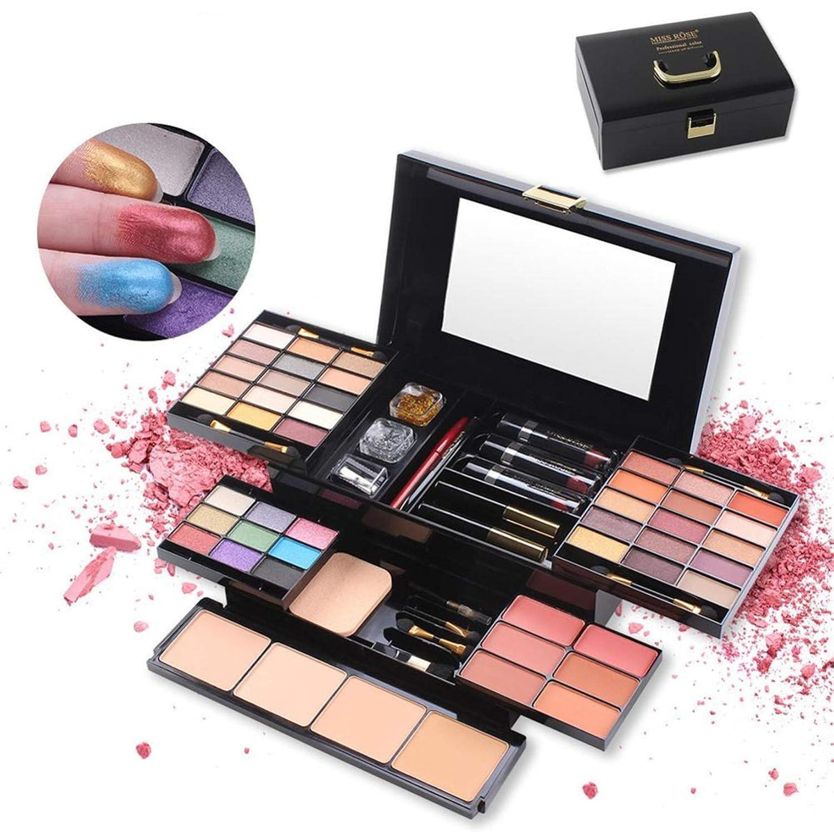 54-teiliges Make-up Set – Schminkkoffer für Gesicht, Augen & Lippen