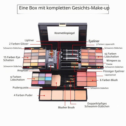 54-teiliges Make-up Set – Schminkkoffer für Gesicht, Augen & Lippen