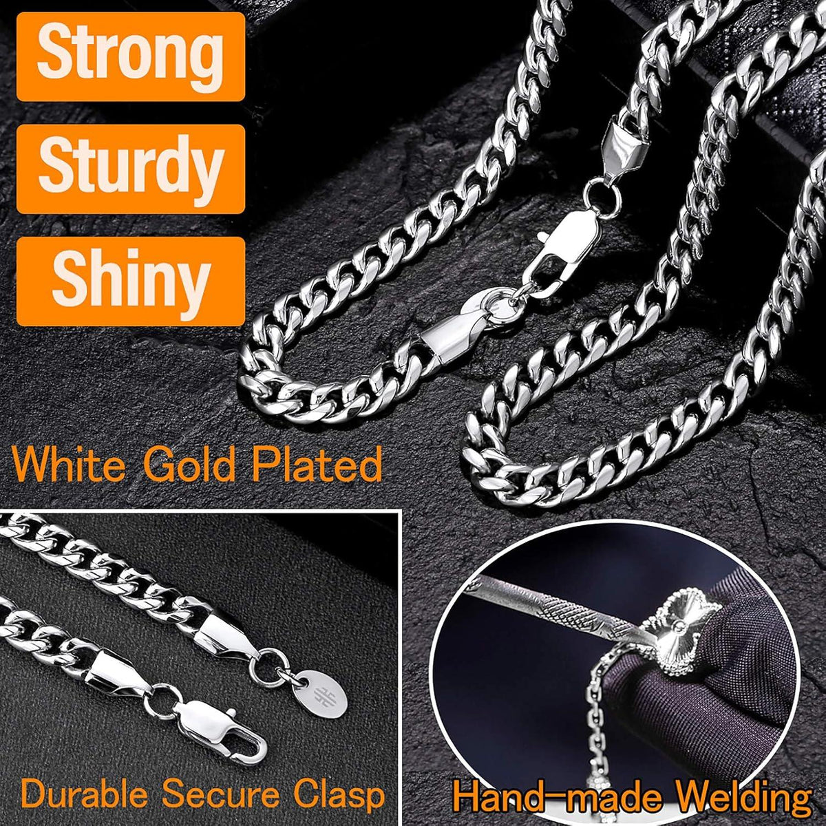 Herren Panzerkette Edelstahl 6mm 18K Gold vergoldet 55.9cm